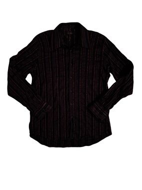 Orvieto Dark Goth Red Striped Long-Sleeve Button-Up Shirt